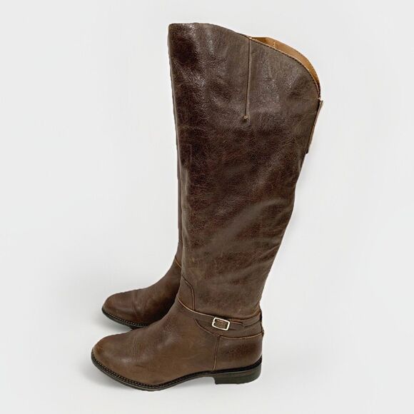 FRANCO SARTO Women’s US Sz 8.5 Brown Leather Knee High Boots Calf 15.5 Width - Picture 1 of 14